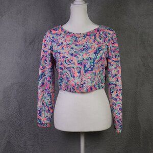 Lilly Pulitzer Boca Chica Crop Top Womens Medium Colorful Back Zip Preppy Travel